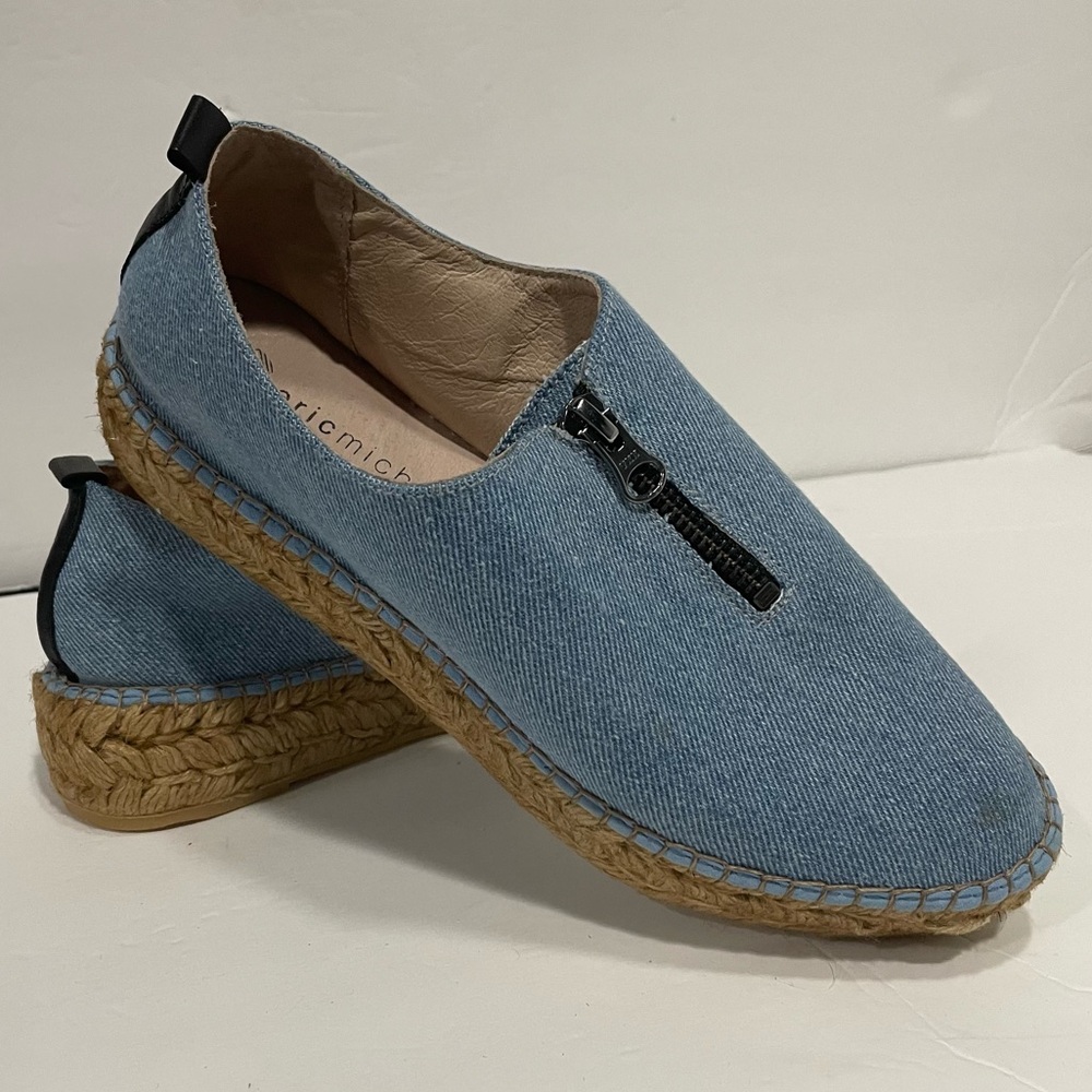 Eric Michael Denim Blue Espadrille Zip Slip-On